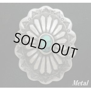 画像: ハウライトターコイズ付オーバル　メタルコンチョ　直径　42mm×30mm