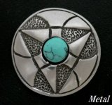 画像: ハウライトターコイズ付ハザード　メタルコンチョ　直径　29mm