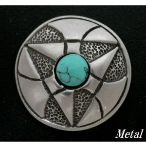 画像: ハウライトターコイズ付ハザード メタルコンチョ 直径 29mm