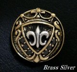 画像: ブラックジルコニア付フレアマークコンチョ　Brass×Silver925 　直径23mm