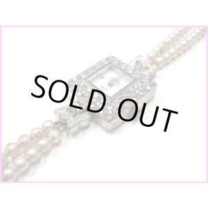 画像: 4mm珠淡水パール2連クリスタルウォッチ