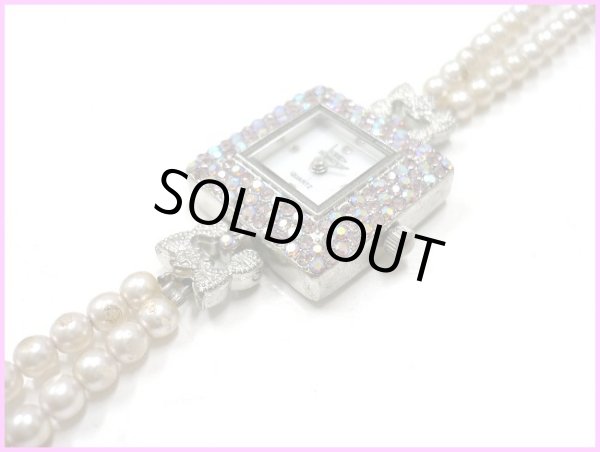 画像1: 4mm珠淡水パール2連クリスタルウォッチ