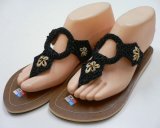 画像: 【アウトレット】バリ島産　貝殻ビーズサンダル黒　23.5相当