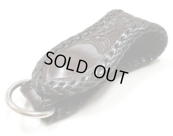 画像1: 牛革カービングベルトループキーホルダー　コンチョ無タイプ