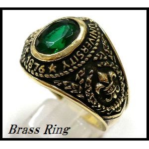 画像: Brassグリーンジルコニア付カレッジリング