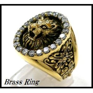 画像: Brassジルコニア入りライオンリング