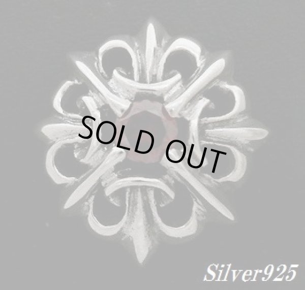 画像1: ソードフレア　レッドジルコニア付コンチョ　直径　23mm 