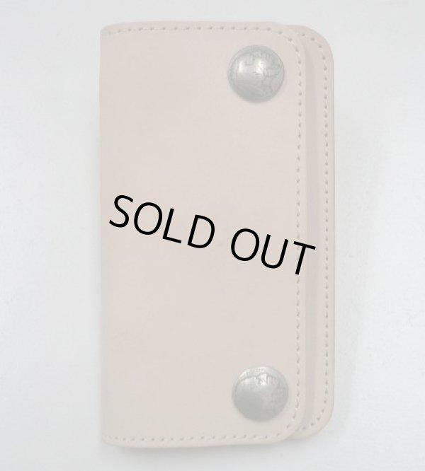 画像1: 牛革シンプルレザーウォレット　ヌメ　コンチョ付属タイプ