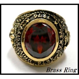 画像: Brassレッドジルコニア付カレッジリング