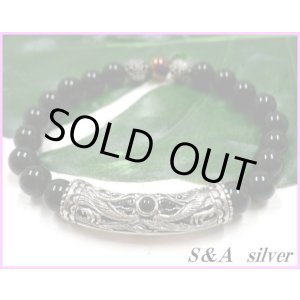 画像: 【S＆A silver】天然石8mmオニキス数珠ブレス サイズS/M/L 