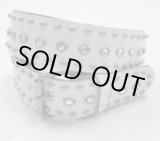 画像: 牛革クリアストーンスタッズ　レザーベルト白