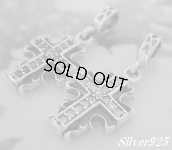 画像1: ジルコニア付クロス　ペアペンダント