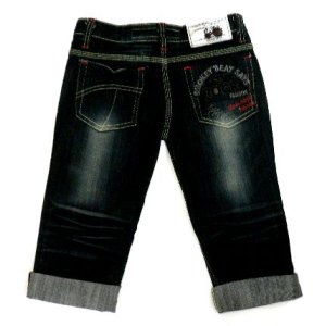 画像: 【アウトレット】ESTA刺繍ポケット膝丈デニムパンツ　サイズS/M/L