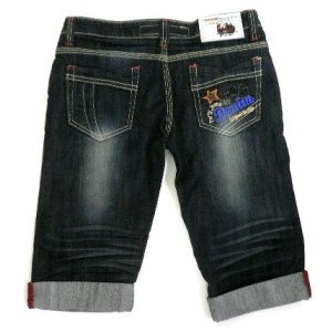 画像: 【アウトレット】ESTA刺繍ポケット膝丈デニムパンツ　サイズS/M/L 