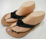 画像: 【アウトレット】バリ島産　刺繍ビーズサンダル黒　23.0-23.5相当 