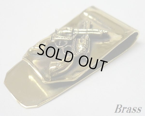 画像1: ブラス製　ツインピストル マネークリップ