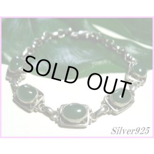 画像: 天然石グリーンクォーツ5石付シルバーブレス