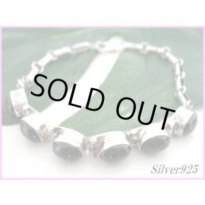 画像: 天然石ブラックスター7石付シルバーブレス