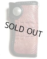 画像: 牛革×ワニ革クロコダイル　レザーウォレット　パープル