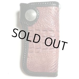 画像: 牛革×ワニ革クロコダイル　レザーウォレット　パープル