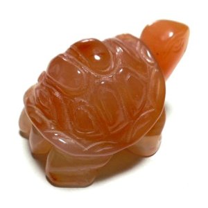 画像: 天然石カーネリアン彫刻カメさん置物