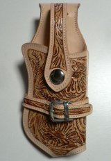 画像: 牛革カービングウォレットホルダー　ヌメ