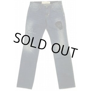 画像: 【アウトレット】HUHスタッズ十字架刺繍ジーンズ訳有品　サイズM/XLより