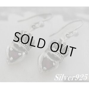 画像: シルバーピアス　レッドジルコニア付クラウン