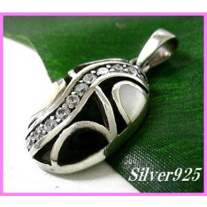 画像: シェルペンダント　ジルコニア×オニキス