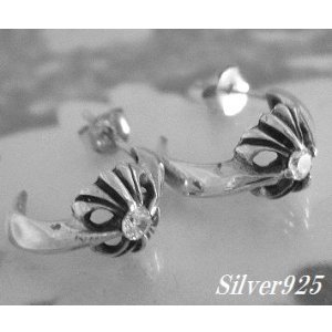 画像: シルバーピアス　ジルコニア付クロス