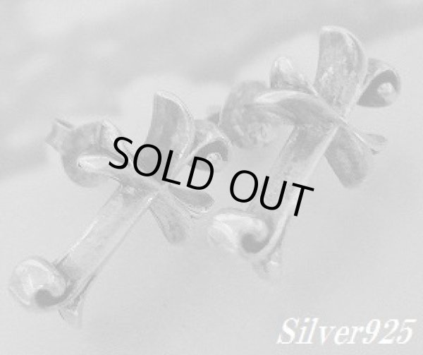 画像1: シルバーピアス　アラベスククロス