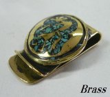 画像: ブラス製　ターコイズ入りココペリ マネークリップS