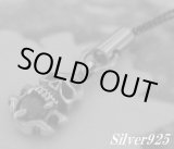 画像: シルバー　ブラックジルコニア付スカルトップ ストラップ