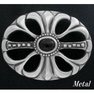 画像: バックル風メタルコンチョ　オニキス付　直径　36mm×48mm 