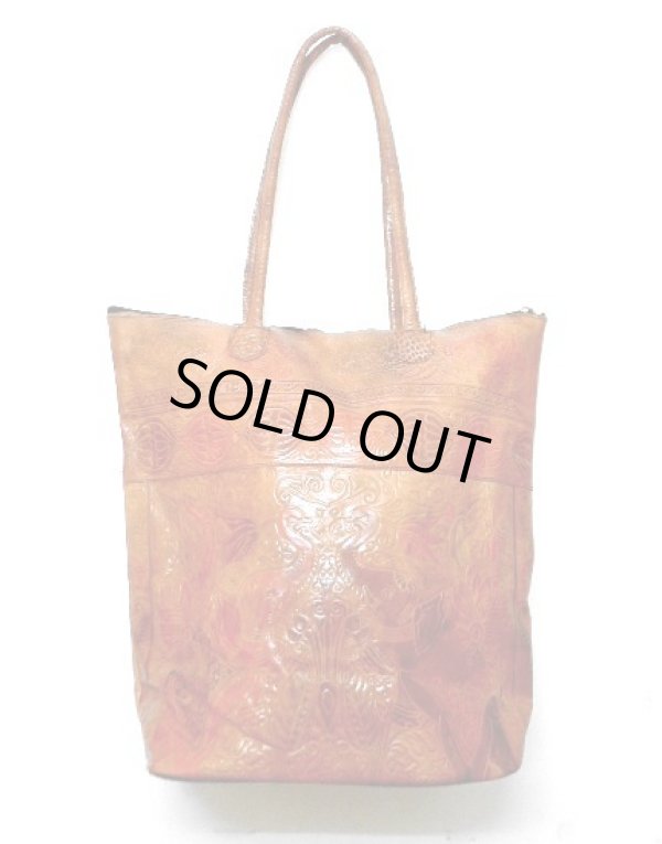 画像1: 山羊革型押しエスニックトートバッグ