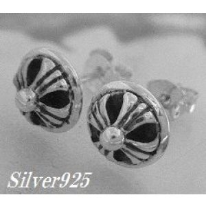 画像: シルバーピアス ラウンドクロス