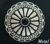 画像: フラワーモチーフ メタルコンチョ オニキス入り　直径　35mm
