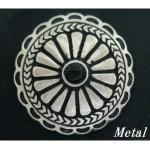 画像: フラワーモチーフ メタルコンチョ オニキス入り　直径　35mm