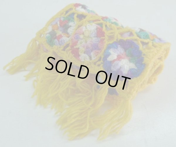 画像1: ネパール製　手編みロングウールマフラー　イエロー