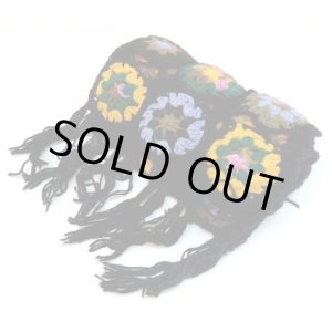 画像: ネパール製　手編みロングウールマフラー　ブラック