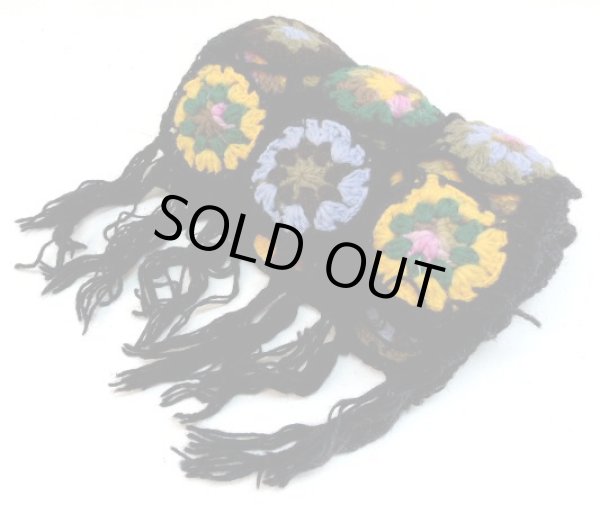 画像1: ネパール製　手編みロングウールマフラー　ブラック