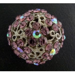 画像: メタルコンチョ　ループ式アラベスクボール　ピンクラインストーン　直径27mm