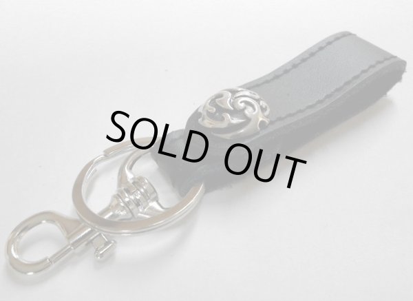 画像1: 牛革ベルトループ　キーホルダー 黒　silver925コンチョ