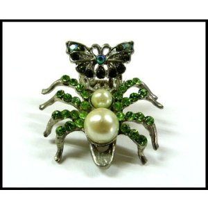 画像: ラインストーン ヘアクリップ 蝶＆蜘蛛typeB