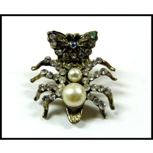 画像: ラインストーン ヘアクリップ 蝶＆蜘蛛typeE