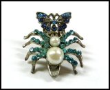 画像: ラインストーン ヘアクリップ 蝶＆蜘蛛typeA