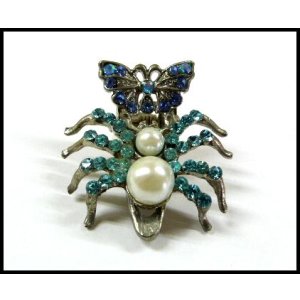 画像: ラインストーン ヘアクリップ 蝶＆蜘蛛typeA