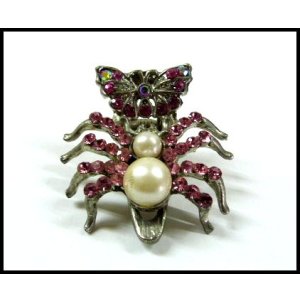 画像: ラインストーン ヘアクリップ 蝶＆蜘蛛typeC