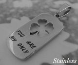 画像: you are my only四つ葉プレート　ステンレスペンダント