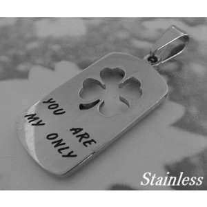 画像: you are my only四つ葉プレート ステンレスペンダント